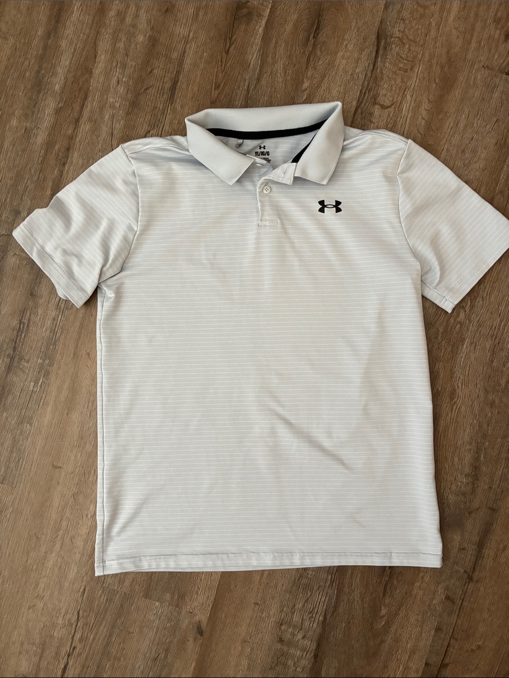 Under Armour Boys Light Grey and White Polo with Black Logo